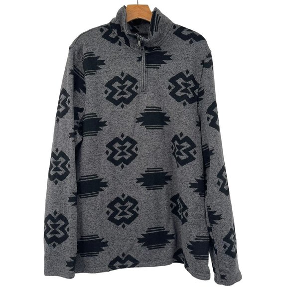 Urban Pipeline men's sweatshirt  1/4 Zip pullover Gray Southwestern  Size 2XL - Picture 1 of 5